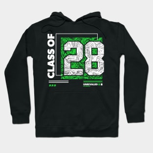 Class of 2028 Urban Streetwear // Graduation Class of '28 Green Hoodie